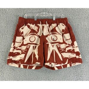 G-Star Dirik Small‎ Objects Allover Swim Shorts Mens Large Brown Beach Surf